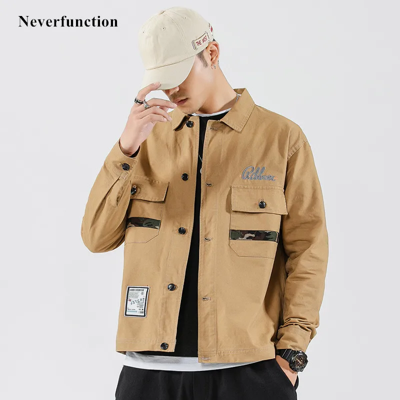 Мужская Уличная одежда с вышитыми буквами Свободные повседневные куртки карго