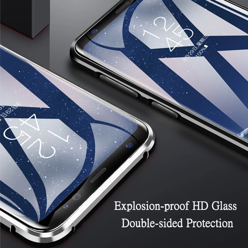 Магнитный двухсторонний стеклянный чехол для телефона Samsung Galaxy A10 A20 A30 A50 M20 M30 A7 A9