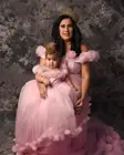 Розовое милое Пышное Платье для девочек, детское бальное платье из тюля с бантом и цветочным принтом, для маленьких невест