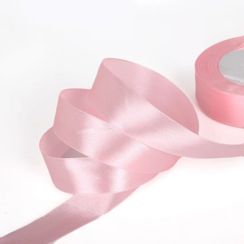 Light Pink 25 ярдов/рулон 7 мм 10 мм 13 мм 15 мм 20 мм 25 мм 38 мм шелковый атлас ленты принадлежности для шитья ленты ручной работы ремесла материалы подарочная упаковка - Цвет: Light Pink