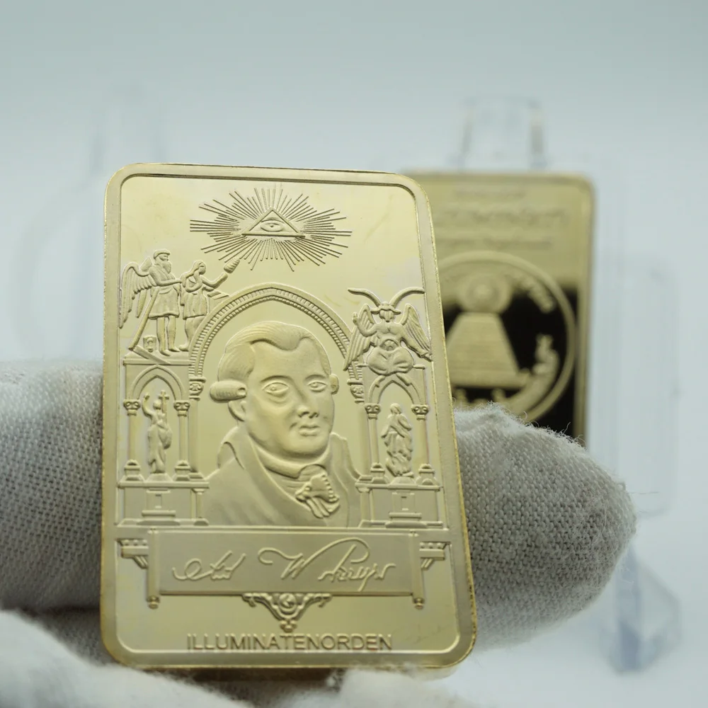 

1pcs Freemasonry Masonic Bullion Bar All-seeing Eye Coin with Pyramid Gold Plated Coin Souvenir Gift