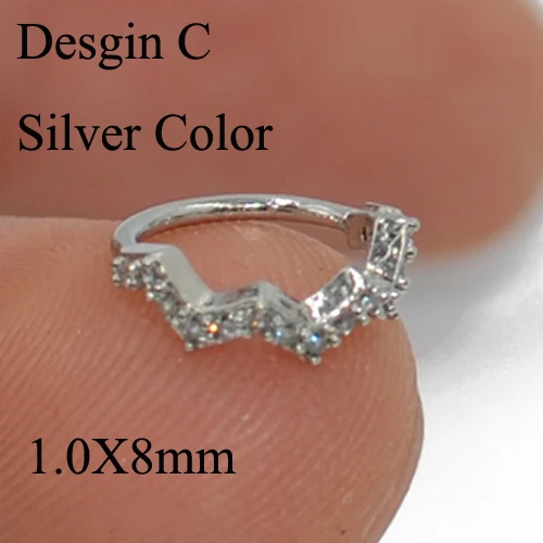 1 шт. 18 г гибкие Septo шпилька для уха Helix Daith Rook плотно прилегающие кольца настоящая перегородка пирсинг для носа с застежкой для губ серьги пирсинг - Окраска металла: Desgin C Silver