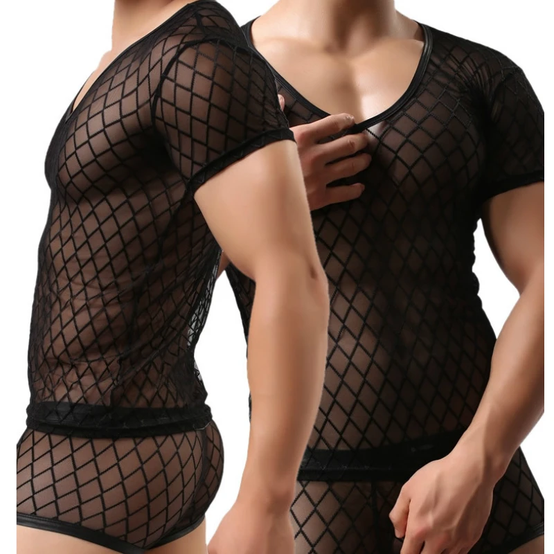 Футболка мужская сетчатая прозрачная в сеточку модная пикантная майка