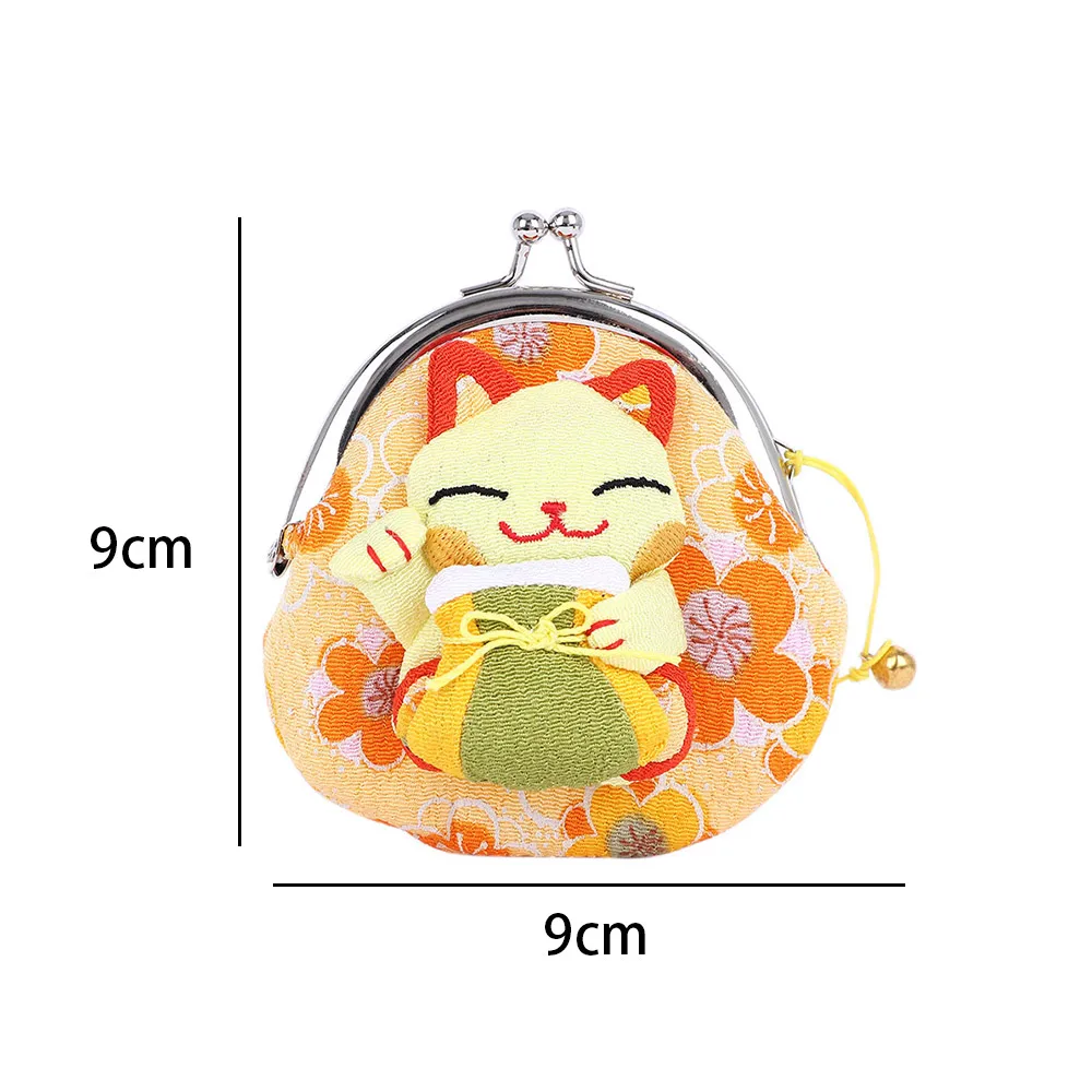 

1Pc Coin Purse Japanese Style Kawaii Cartoon Kimono Lucky Cat Fabric Wallet Pouch for Kids Children Card Holder Key Money Bags