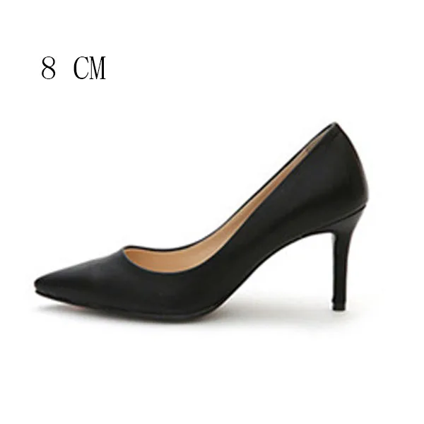 Black Pumps 8 cm Женские туфли-лодочки женская брендовая обувь на высоком каблуке однотонные женские классические туфли на каблуке без застежки повседневная обувь весенне-Осенняя обувь с острым носком - Цвет: Black Pumps 8 cm