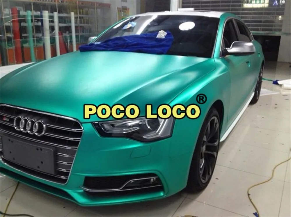 Сатин Матовый Хром Винил Робин сине-зеленый для кузова автомобиля подкладке Авто