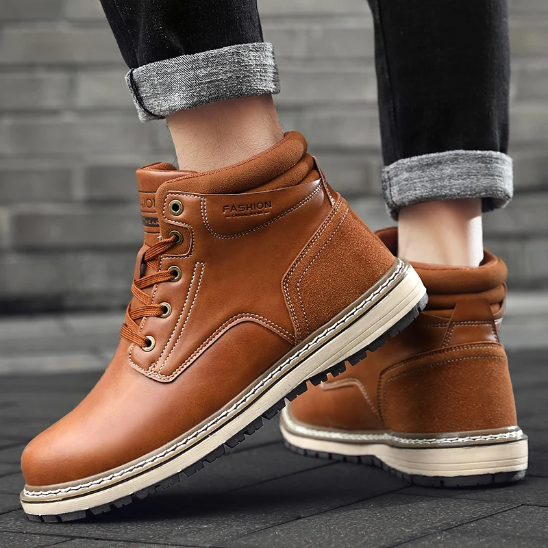 

Winter Men Snow Boots Outdoor Waterproof Protective and Wear-resistant Sole Sneakers Men Hiking Boots Snow Boots Plus Size 40-47