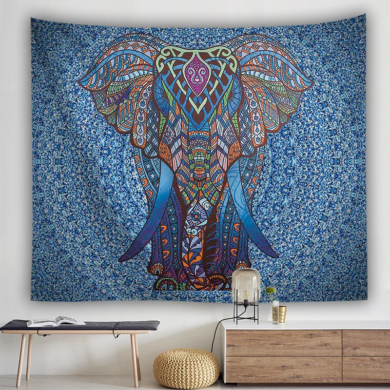 

Bohemian Mandala Tapestry Elephant Wall Hanging Blanket Hippie Boho House Decor Colorful Wall Carpet Dorm Background Decoration