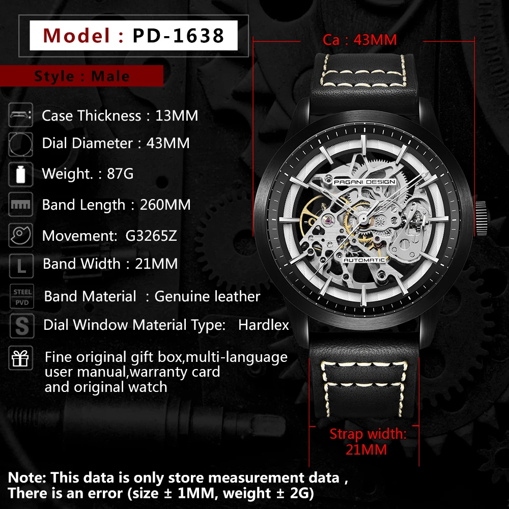 2021 New PAGANI Design Fashion Leather Watch Men's Automatic Mechanical Watch Men's Waterproof Watch Luxury Relogio Masculino enlarge