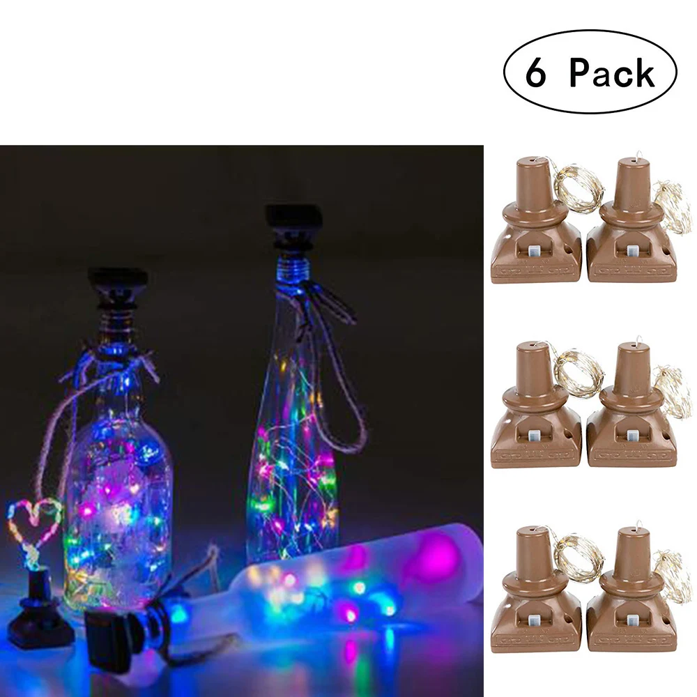 AC color 6 шт 20LED гирляндой Водонепроницаемый солнечные светильники в форме винных бутылок вечерние Рождество уличные садовые на солнечных батареях свет украшения - Испускаемый цвет: AC color