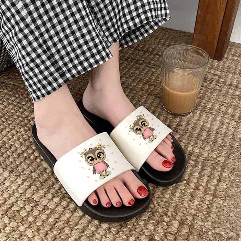 

Women Shoes Cute Owl Pattern House Slipper Bathroom Flip Flops Cartoon Non-slip Slide Beach Sandals Fashion Slippers Ladies