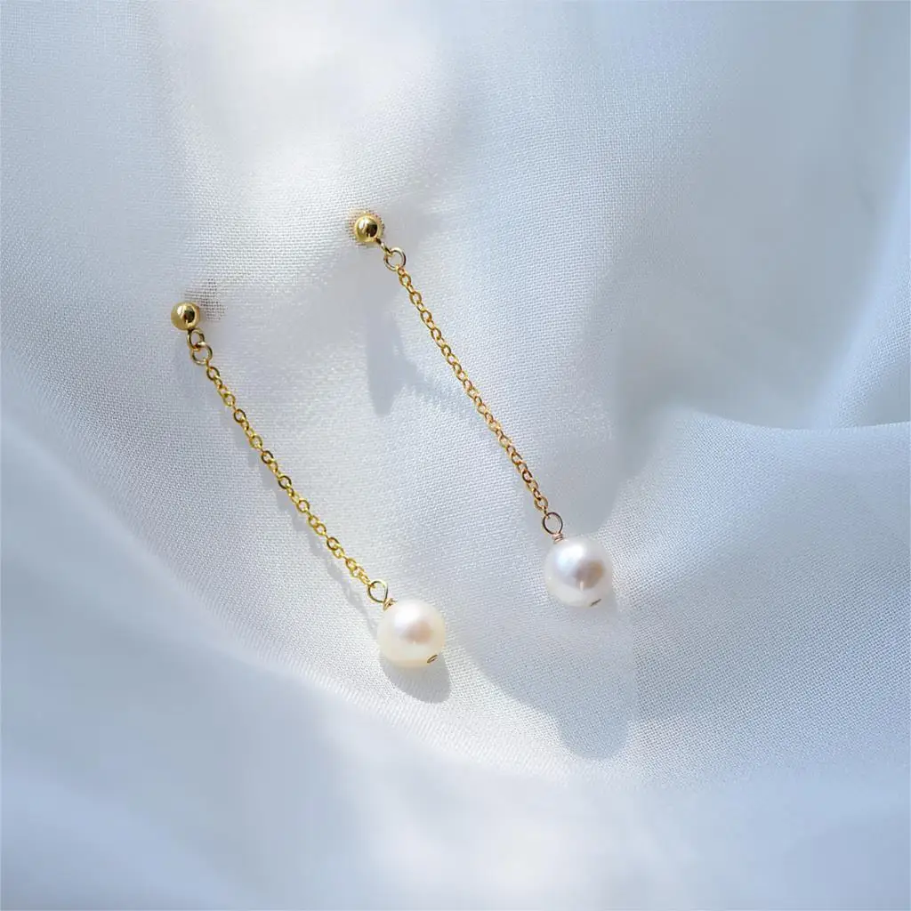 Lily Jewelry 925 Sterling Silver Drop Earrings Natural Freshwater Pearl Long Earrings Genuine Pearl Jewelry for Women Nice Gift