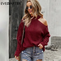 everafter loose womens sweater autumn winter casual o neck split pullover solid office lady long sleeve fashion knitted sweater