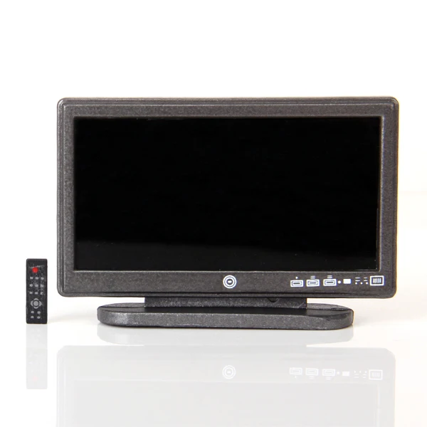 

Dollhouse Miniature Wide Screen Television Flat-Panel LCD TV w/ Remote -Gray