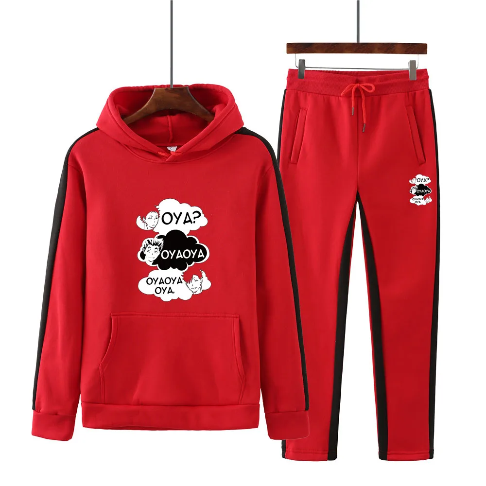 

Autumn Winter Men's Women's Two-piece Casual Sportswear Fleece Striped Pocket Couples Hooded Pullover Sports Suit Free Shipping