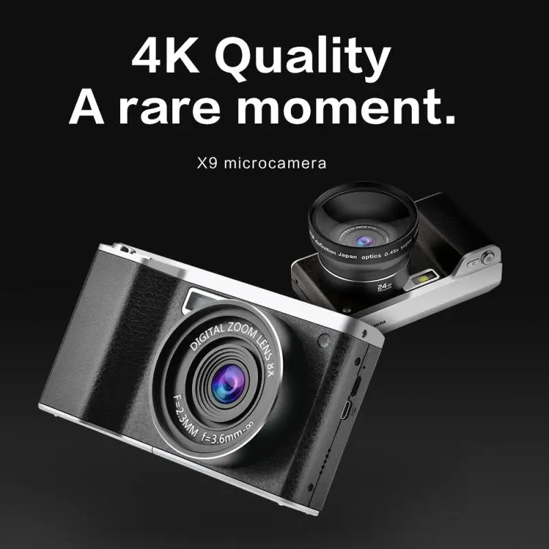 

2022 новая 4,0 дюймовая 1080P HD 24MP цифровая камера Сенсорный экран 8X цифровой зум сенсорный ЖК-видеорегистратор с широкоугольной фотокамерой