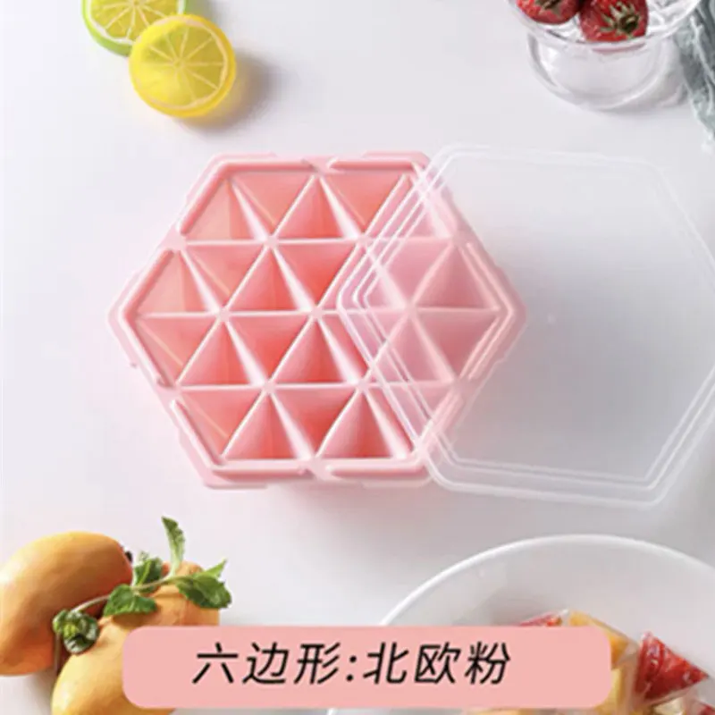 24 полости с крышкой многогранная форма для льда многоразовая силиконовая лоток