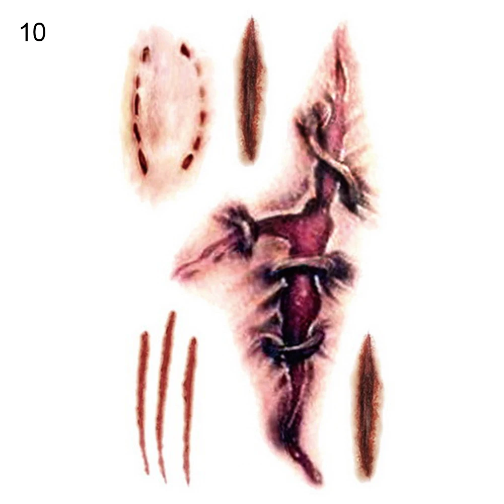 Хэллоуин шрам Временные татуировки Стикеры зомби вечерние поставки Косплэй