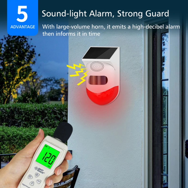 

New Wireless Solar Infrared Alarm Detector Siren Motion Sensor Detector For Home Garden Yard Outdoor With RF433 Remote Control