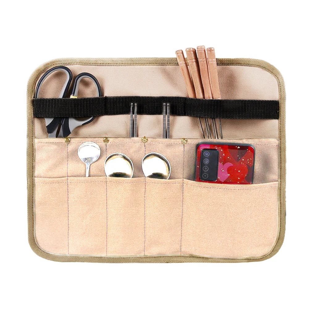 

Picnic Cutlery Organizer Portable 900D Oxford Cloth Foldable Outdoor Dining Camping Barbecue Tableware Storage Bag With Hook
