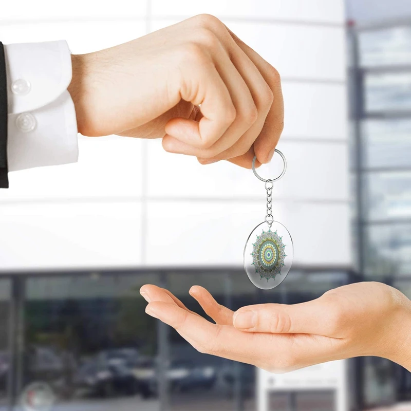 150 Pcs 2 Inches Acrylic Transparent Discs and Key Chains Set, Clear Blank Acrylic Discs Round Keychain for DIY Projects