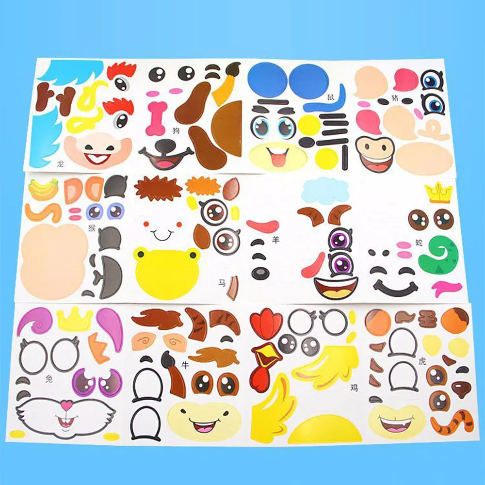 12pcs Kids Animals DIY Handmade Paper Cups Sticker Set Kindergarten School Art Craft Developmental Toys Fast Shipping | Игрушки и хобби