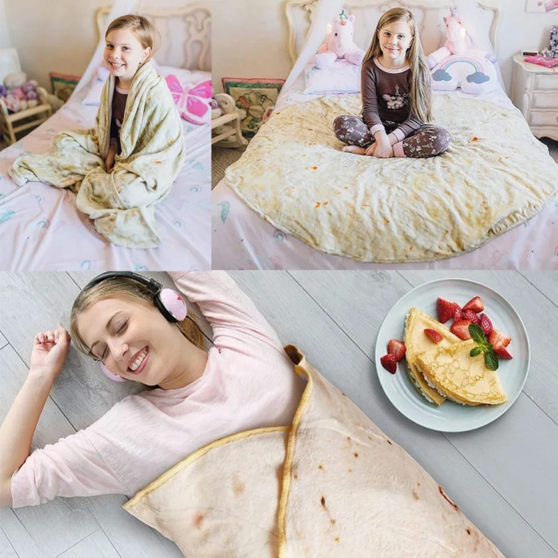 

Corn Tortilla Blanket Pita Lavash Food Flannel Blanket for Bed Christmas Gift Warm Fleece Throw Funny Plush Bedspread