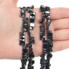Бусины из натурального камня с двойным отверстием, черные гематитовые бусины-разделители в виде пирамиды для изготовления ювелирных изделий, рукоделия, аксессуары для браслетов своими руками