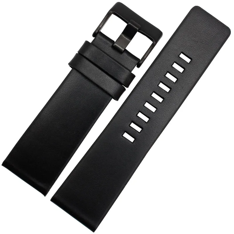 black black buckle Браслет из натуральной кожи для наручных часов 22 24 26 28 30 мм наручные часы для дизеля DZ7313 | DZ7322 | DZ7257 ремешок для часов - Цвет ремешка: black black buckle