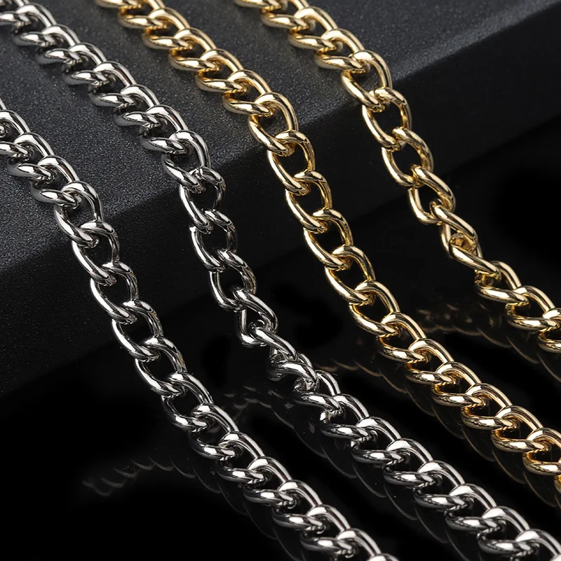 

2m/lot 6.8x9.4mm Bag Chain Bulk Chains Sliver Gold Curb Cuban Link Chain Necklaces Chains For Women Men Jewelry DIY Making