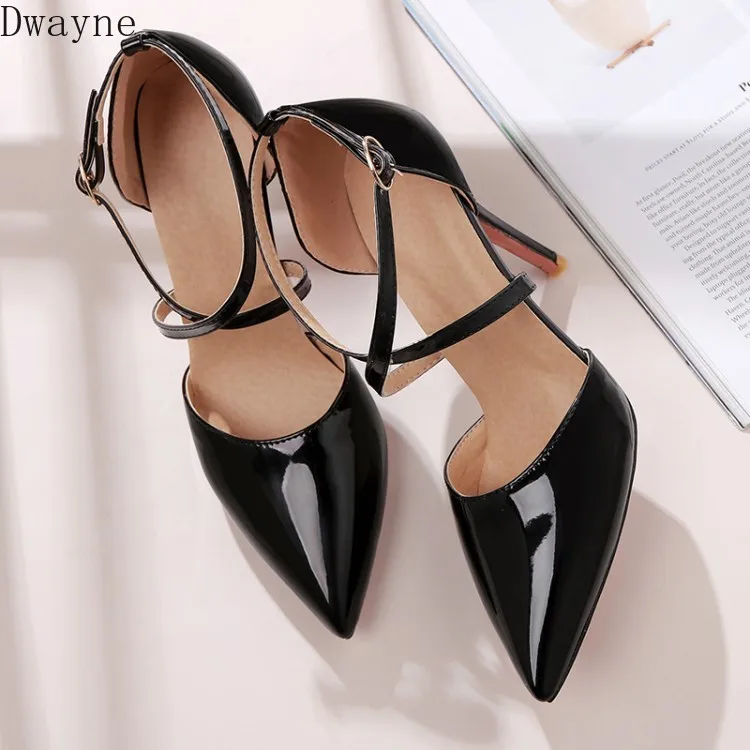 Босоножки женские из лакированной кожи на высоком тонком каблуке размеры 32 33