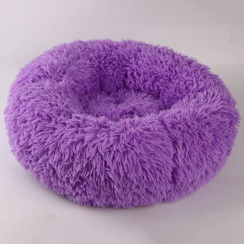 purple Круглая кровать для собак, моющаяся кровать для кошек, маленькие пончики, собачий домик, супер мягкие хлопковые коврики, диван для собак, чихуахуа, Лучшая кровать для кошек - Цвет: purple