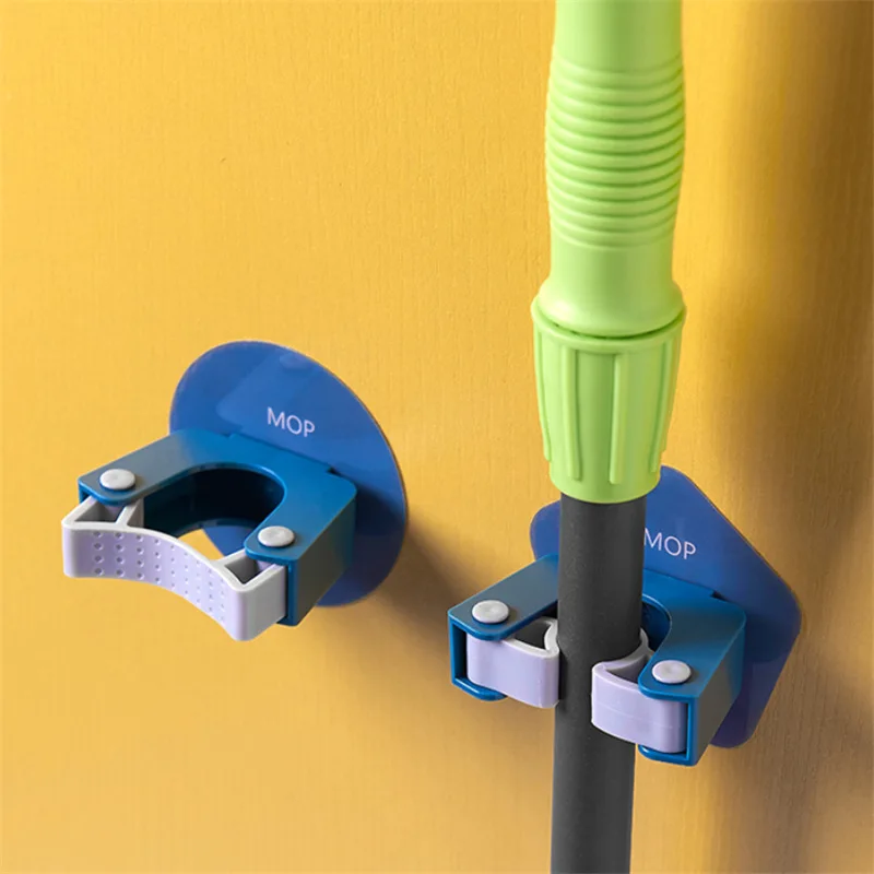 

Wall Mounted Storage Mop Organizer Holder Brush Broom Hanger Storage Rack Kitchen Clip Seamless Mop Hook with Mounted Hanging