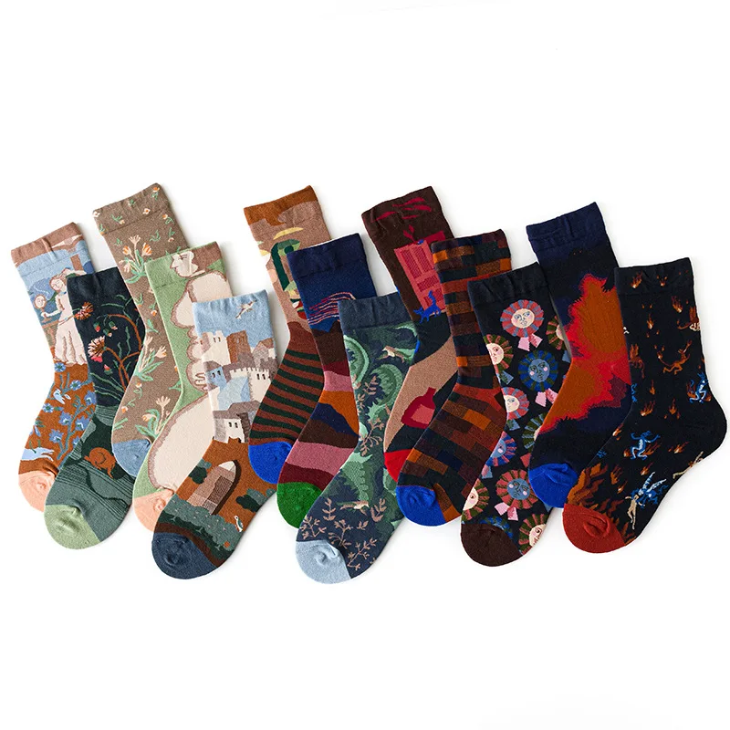 

Women Long Sock Cartoon Print Creative Fashion Personalized Novelty Men Women Hosiery Winter Warm Comfortable Cotton Calcetines