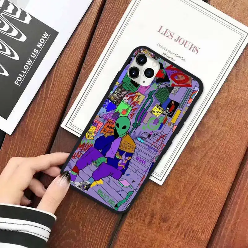 

Aesthetics Cute Cartoon alien space Phone Case for iPhone 11 12 pro XS MAX 8 7 6 6S Plus X 5S SE 2020 XR