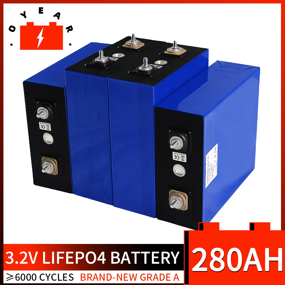 

16PCS 3.2V Lifepo4 Cell 280AH Brand New Grade A DIY 12V 24V 48V Rechargeable Battery Pack Deep Cycle With Free Busbars Tax Free