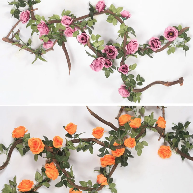 

Artificial Flower Silk Rose Flower Hanging Artificial Plants Wedding Party Garland Craft Summer Garden Decor