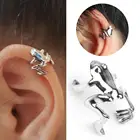 3D ползать Ретро лягушка Манжеты Ухо клип без Имитация пирсинга серьги, Надеваемые На ушной хрящ лягушка кафф на ухо клип верхняя спиральный для хряща серьги, Надеваемые На ушной хрящ