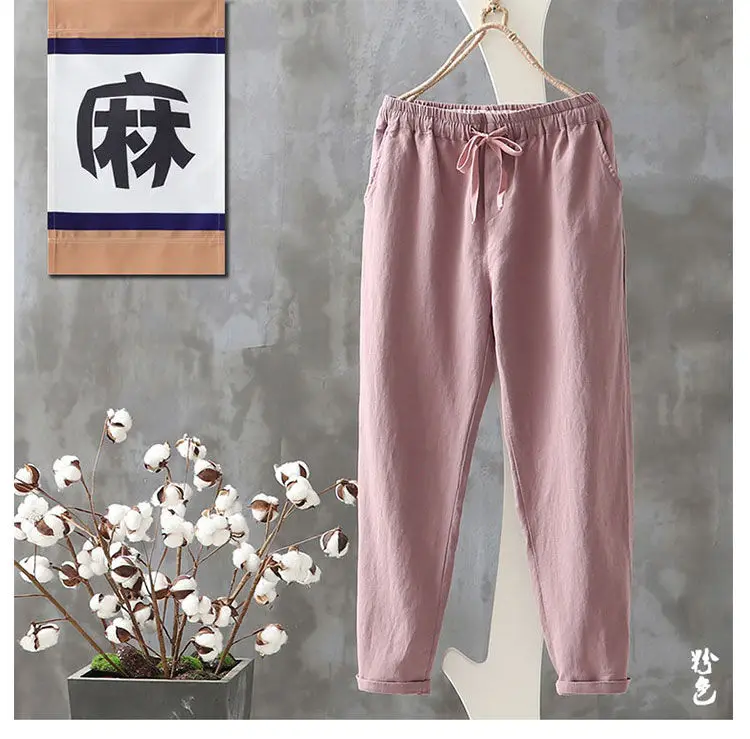 Neploe осенние женские брюки Pantalon Femme хлопковые льняные шаровары, брюки больших размеров на шнурке, женские свободные повседневные штаны 54594