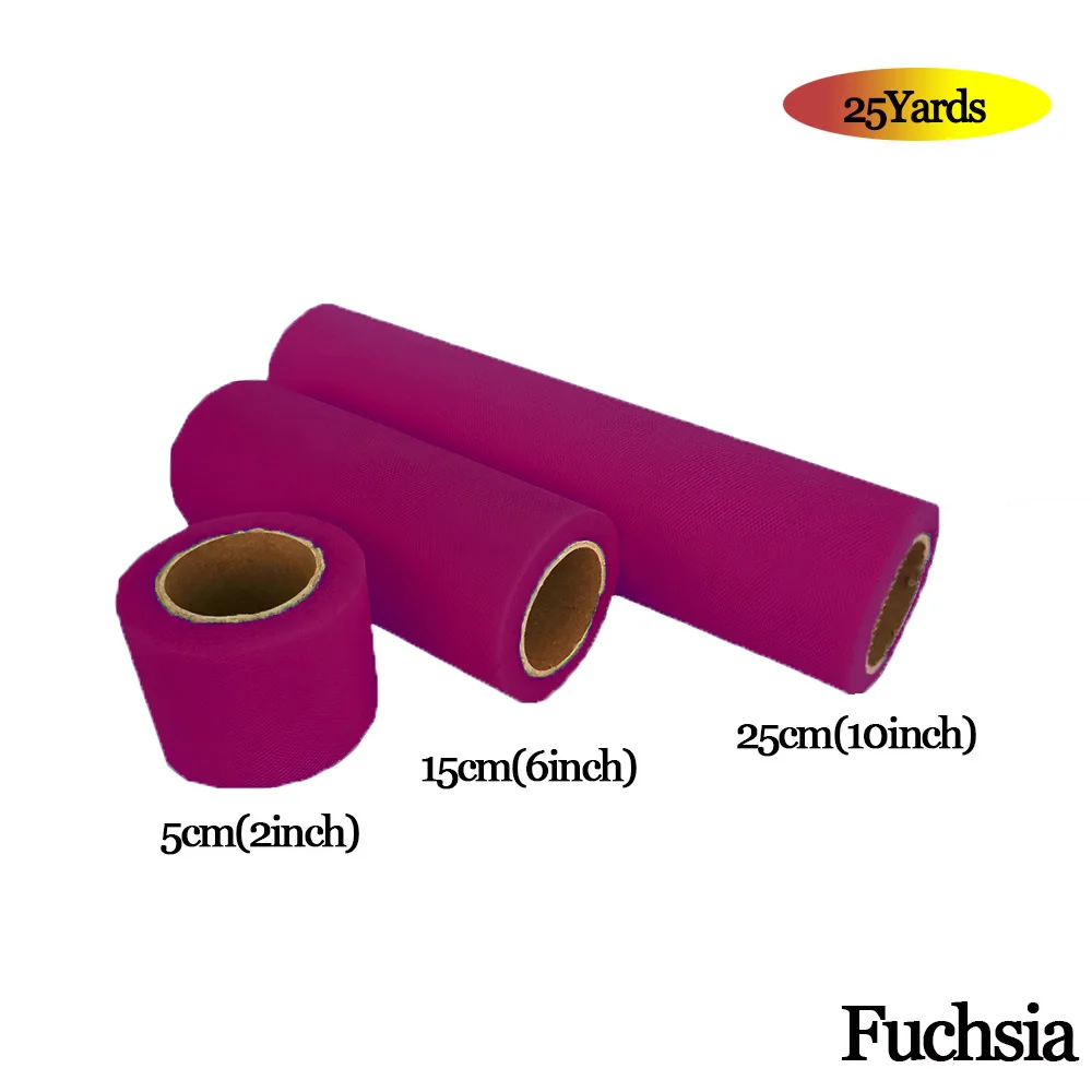 FUCHSIA Фатиновая юбка-пачка из органзы в рулоне 5 см, 15 см, 25 см, розовый, синий цвет, Тюлевая юбка-пачка из органзы, вечерние украшения для девочек 25 лет - Цвет: FUCHSIA