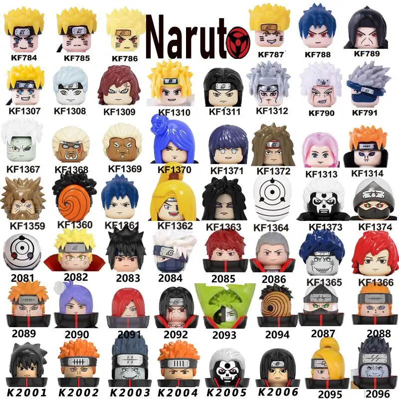 

Narutoes Mini Building Blocks Figures Hatake Kakashi Uzumaki Uchicha Jiraiya Model For Children Head Toys KF6118