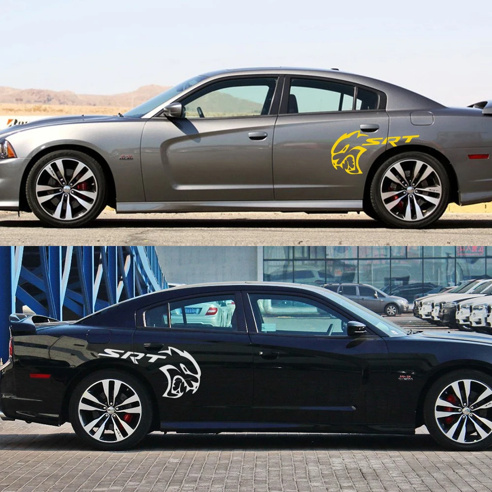 2 шт. наклейки для боковой двери автомобиля для Dodge Mopar Challenger Srt DIY Авто Виниловая пленка наклейки для стайлинга автомобиля аксессуары для тюнинга автомобиля