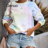 hot women sweatshirt autumn rainbow color tide long sleeve pullovers tie dyeing shirt tops women clothes 2020