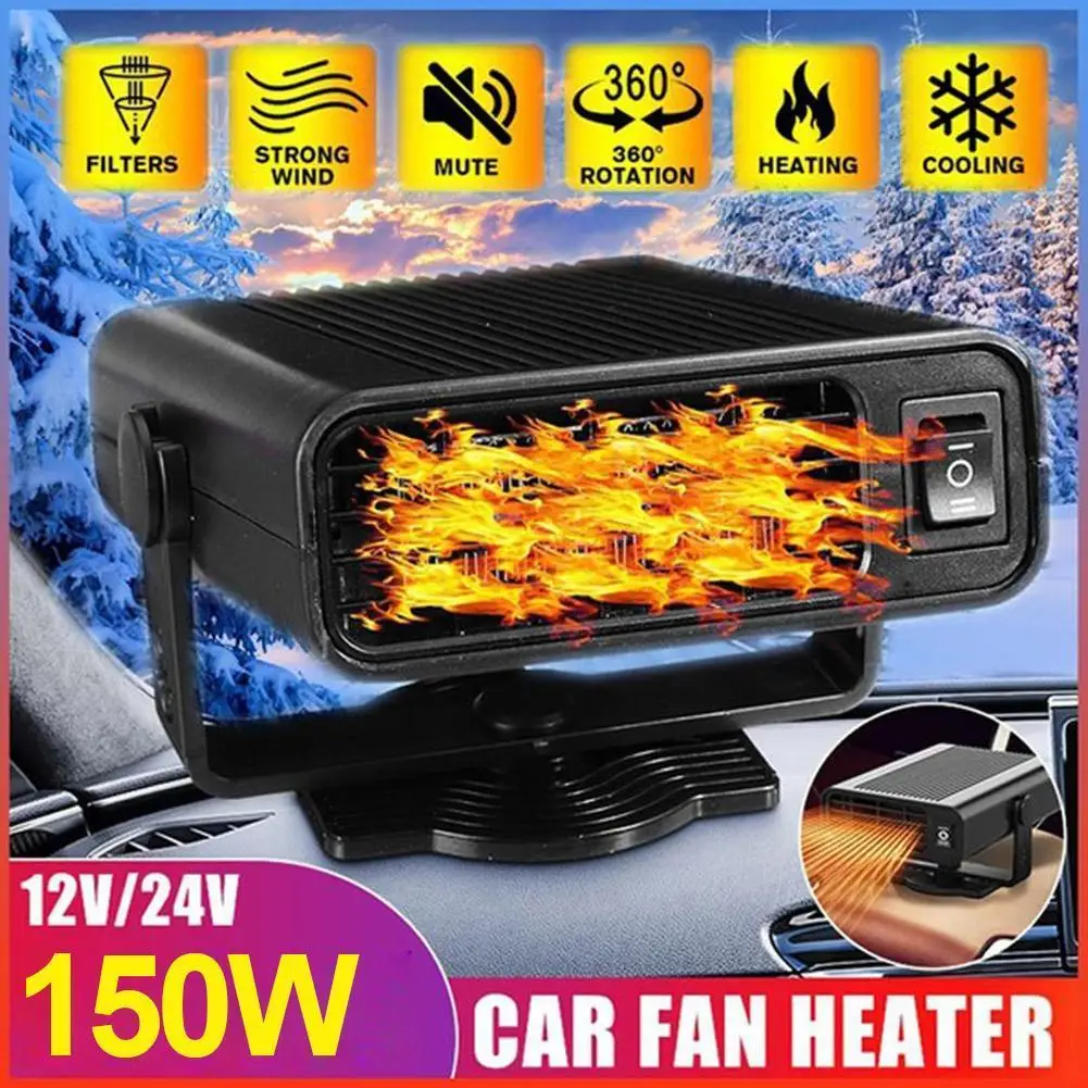 

Car Heater 12V/24V Portable 360 Degree Adjustable Electric Heating Fan 2 Modes Air Purifier Windshield Defogging Defroster