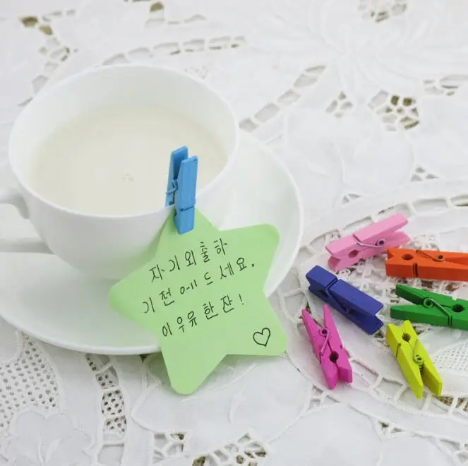 Цветной Деревянный Мини зажим офисные принадлежности прищепка для фотографий