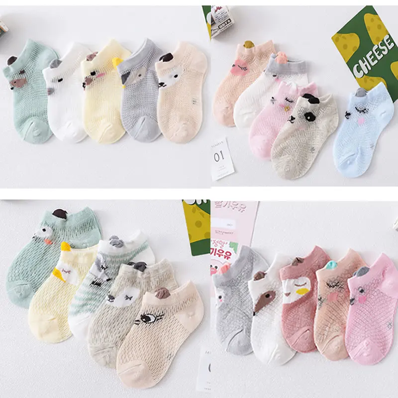 Kids Socks 5 Pairs/Lot Cotton Breathable Sock short For Children Boys Girls Thin Socks ankle 2020 New Wholesale