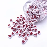 new 50pcs 8mm red heart beads acrylic spacer beads fit jewelry making diy bracelet jewelry accessories07
