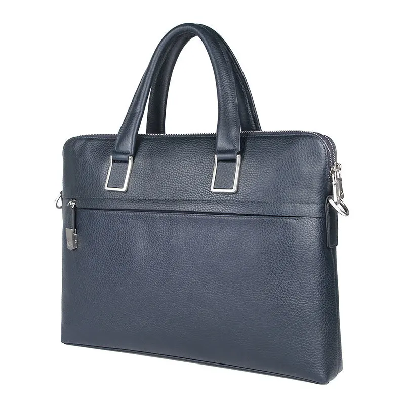 Nesitu Highend Black Chocolate Blue Genuine Leather 14'' Laptop Office Men's Briefcase Business Messenger Bag A4 Portfolio M7412