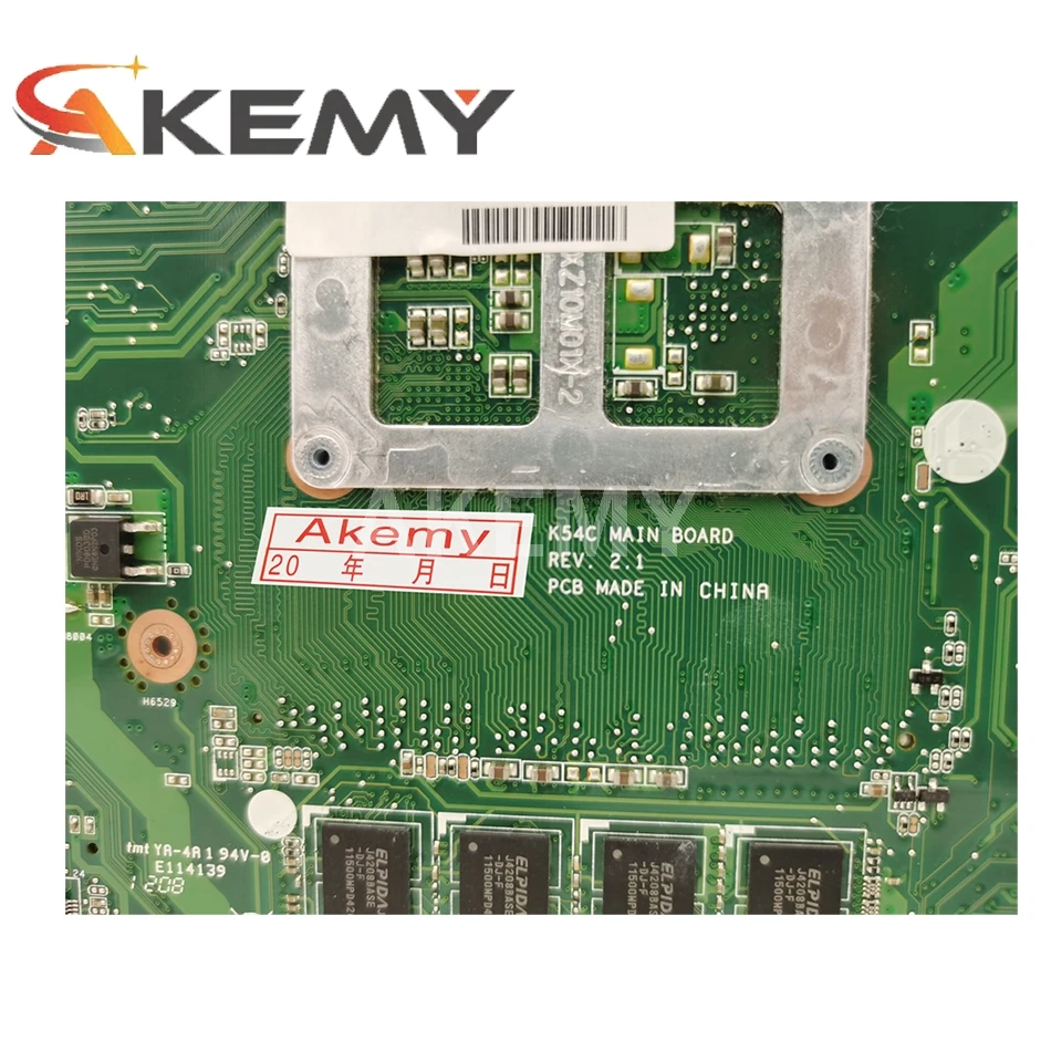 

Akemy K54C REV 2.1 Laptop Motherboard With 2G-RAM for Asus K54C X54C K54L Mainboard PGA989 HM65 DDR3