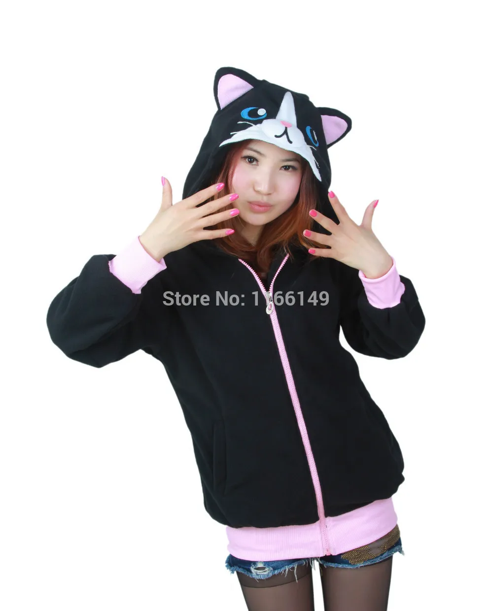 Толстовка с капюшоном Kigurumi изображением кота и животных куртка Аниме Костюм для